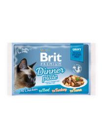Brit Premium Cat Delicate Fillets in Gravy Dinner Plate (4x85 g) 340 g