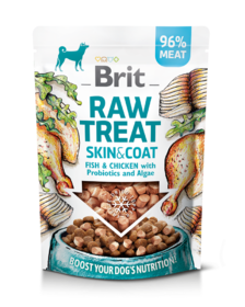 Brit RAW TREAT Skin & Coat. Freeze-dried treat and topper. Fish&Chicken 40 g