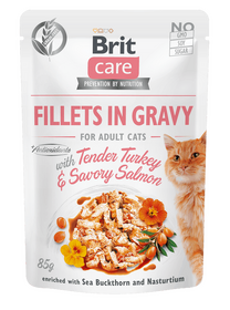 Brit Care Cat Fillets in Gravy with Tender Turkey Savory Salmon 85 g