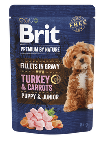 Brit Premium by Nature Dog Puppy & Junior Fillets in Gravy with Turkey & Carrots 85 g