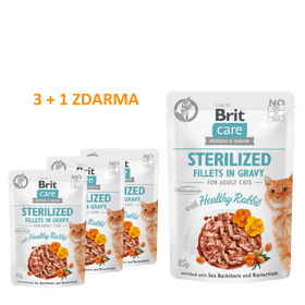 4 x Brit Care Cat Sterilized. Fillets in Gravy with Healthy Rabbit 85 g