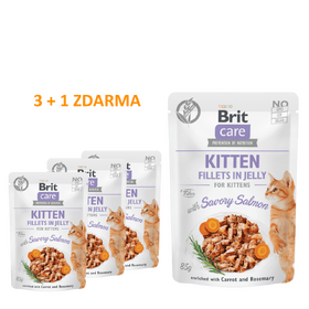 4 x Brit Care Cat Kitten. Fillets in Jelly with Savory Salmon 85 g