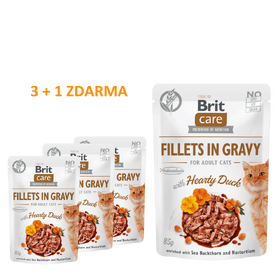 4 x Brit Care Cat Fillets in Gravy with Hearty Duck 85 g