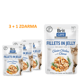 4 x Brit Care Cat Fillets in Jelly Choice Chicken with Cheese 85 g