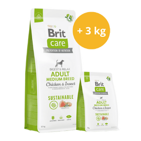 Brit Care Dog Sustainable Adult Medium Breed  AKCE 12 kg + 3 kg