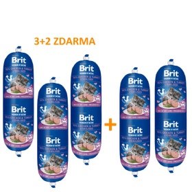 5 x Brit Premium by Nature Sausage CAT Chicken Turkey Sterilised 180 g