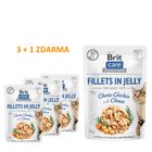 4 x Brit Care Cat Fillets in Jelly Choice Chicken with Cheese 85 g - 1/3