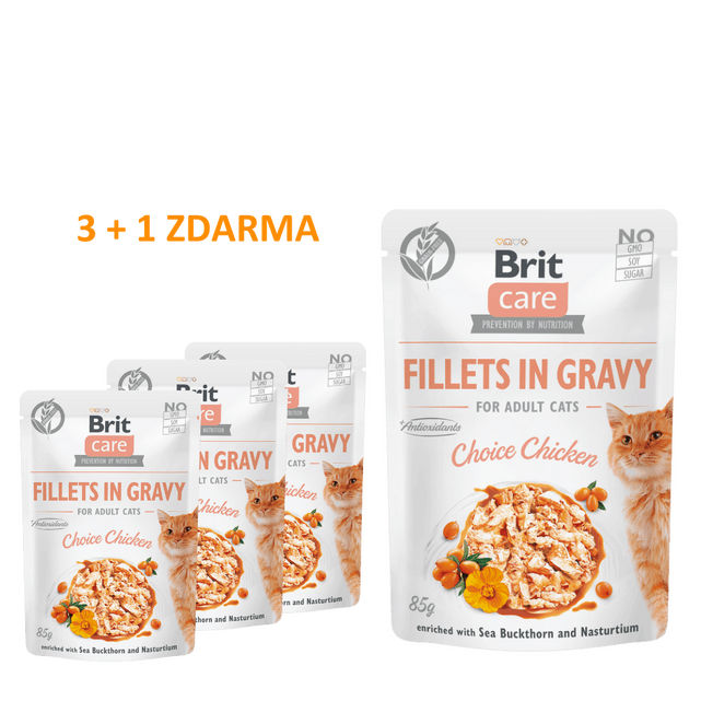 4 x Brit Care Cat Fillets in Gravy Choice Chicken 85 g - 1