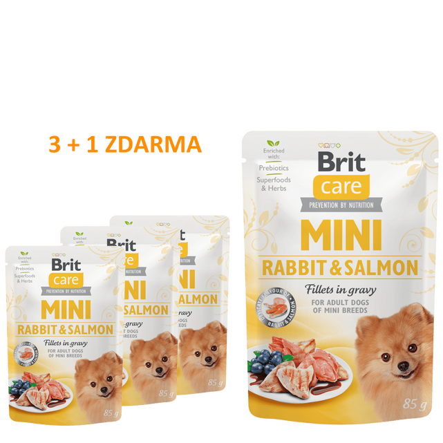 4 x Brit Care Mini Rabbit&Salmon fillets in gravy 85 g - 1
