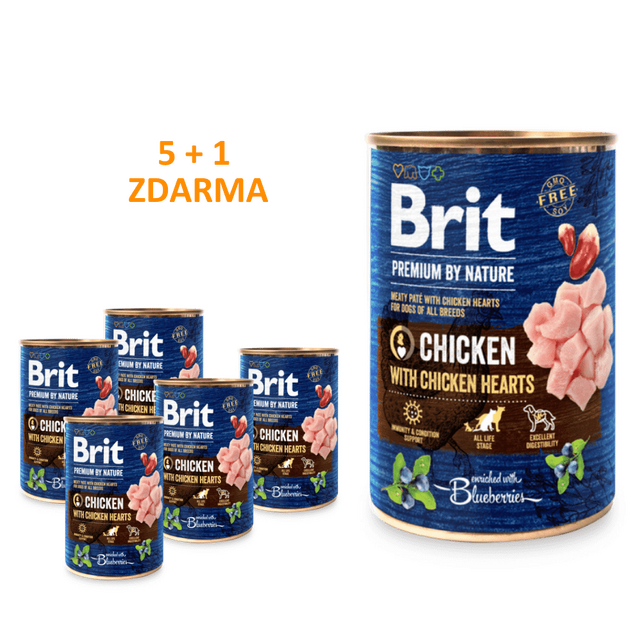 6 x Brit Premium by Nature Chicken with Hearts 400 g