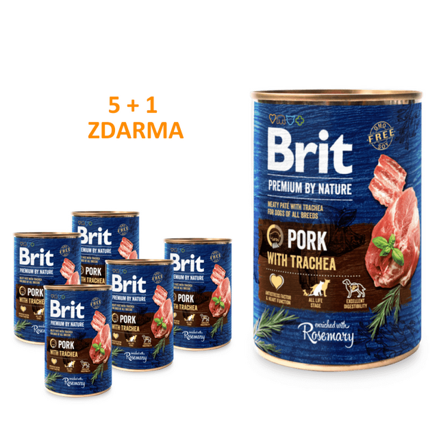 6 x Brit Premium by Nature Pork with Trachea 400 g